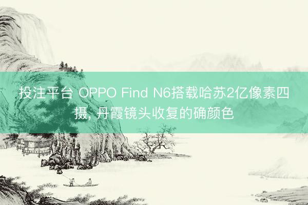 投注平台 OPPO Find N6搭载哈苏2亿像素四摄, 丹霞镜头收复的确颜色