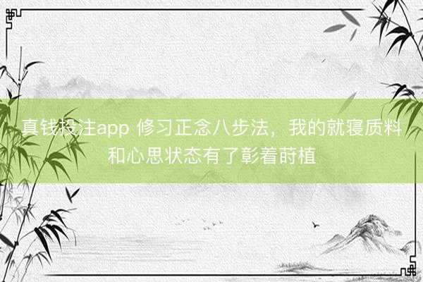 真钱投注app 修习正念八步法，我的就寝质料和心思状态有了彰着莳植
