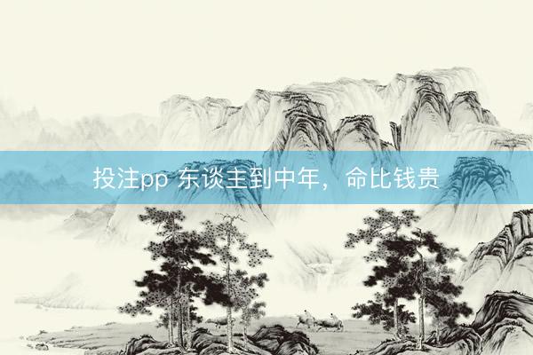 投注pp 东谈主到中年，命比钱贵